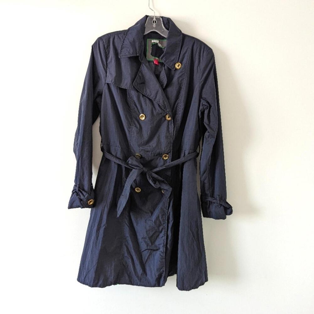 Vince Camuto Elegant Navy Trench Coat Size Large Quiet Luxury